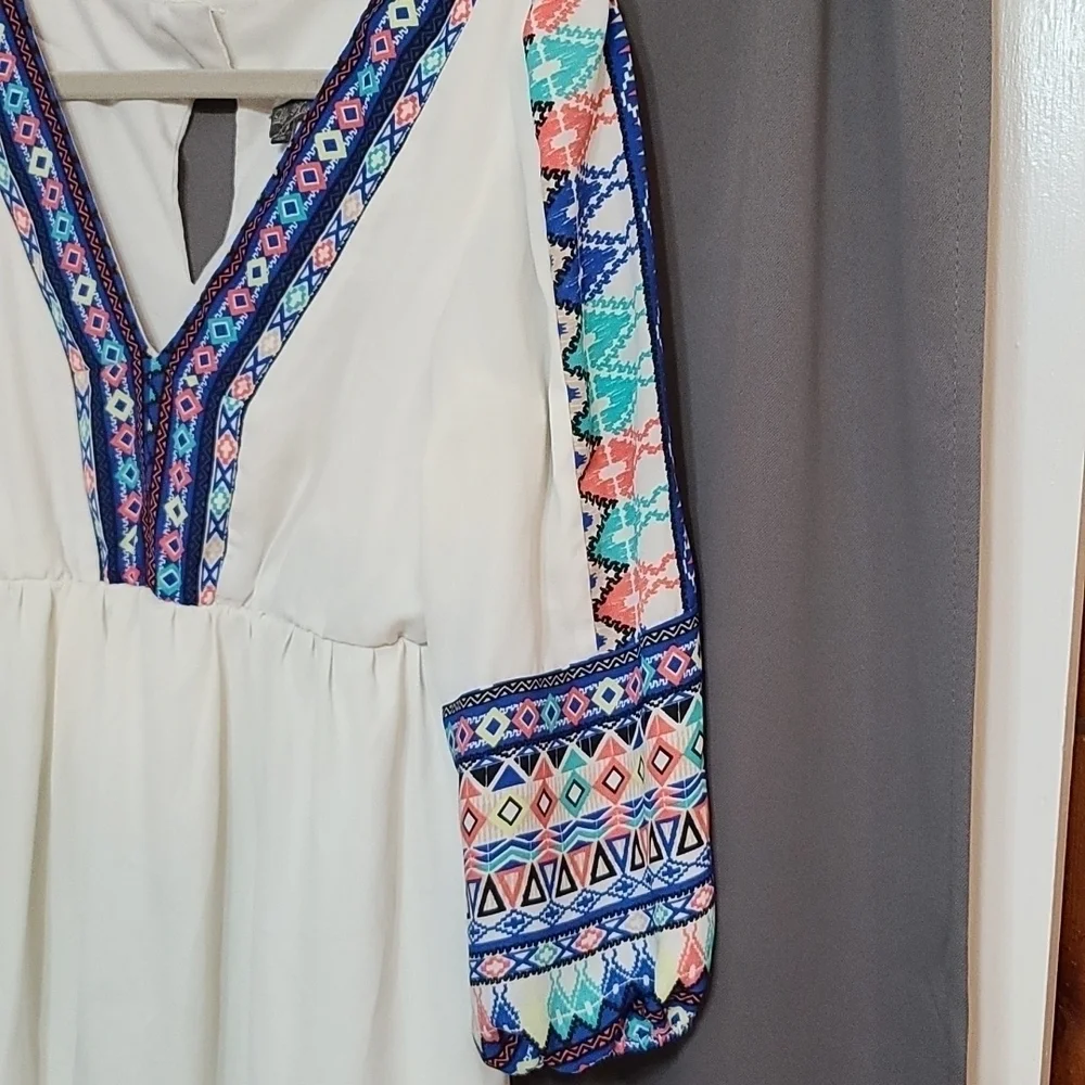 Lily Rose BoHo Style Dress Aztec Design Lined V-neck Summery Size M GUC … - Picture 4 of 9